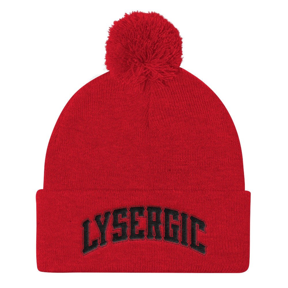 LYSERGIC Beanie: 100% Acrylic Pom-Pom Cap