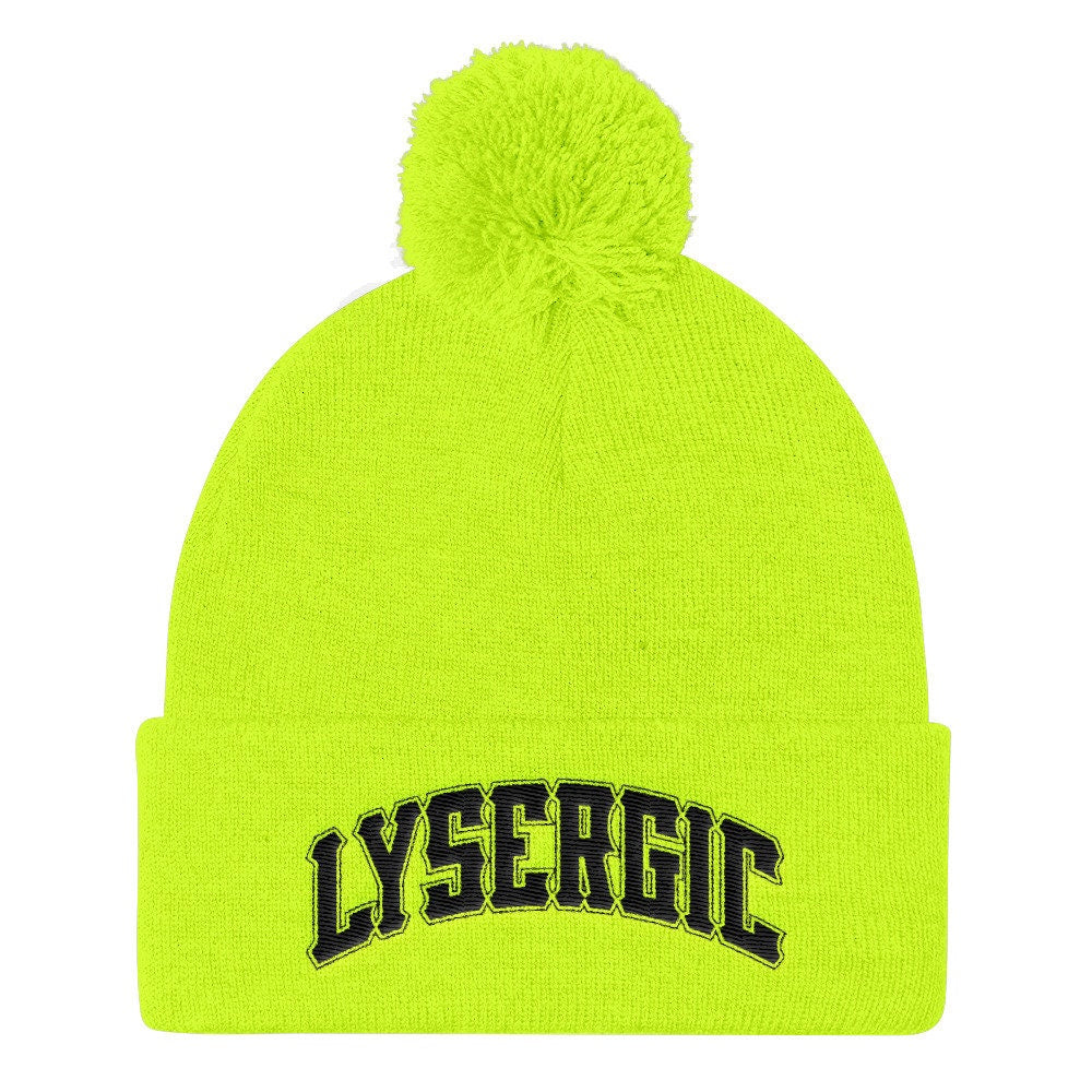 LYSERGIC Beanie: 100% Acrylic Pom-Pom Cap