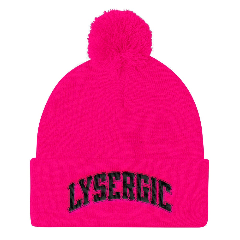 LYSERGIC Beanie: 100% Acrylic Pom-Pom Cap