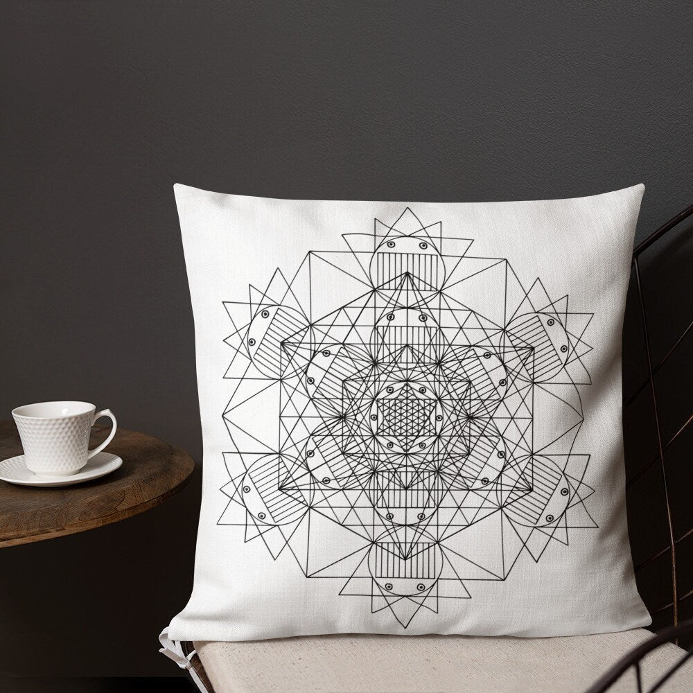 Boognish Metatron's Cube Pillow, Moisture-Wicking Accent Pillow