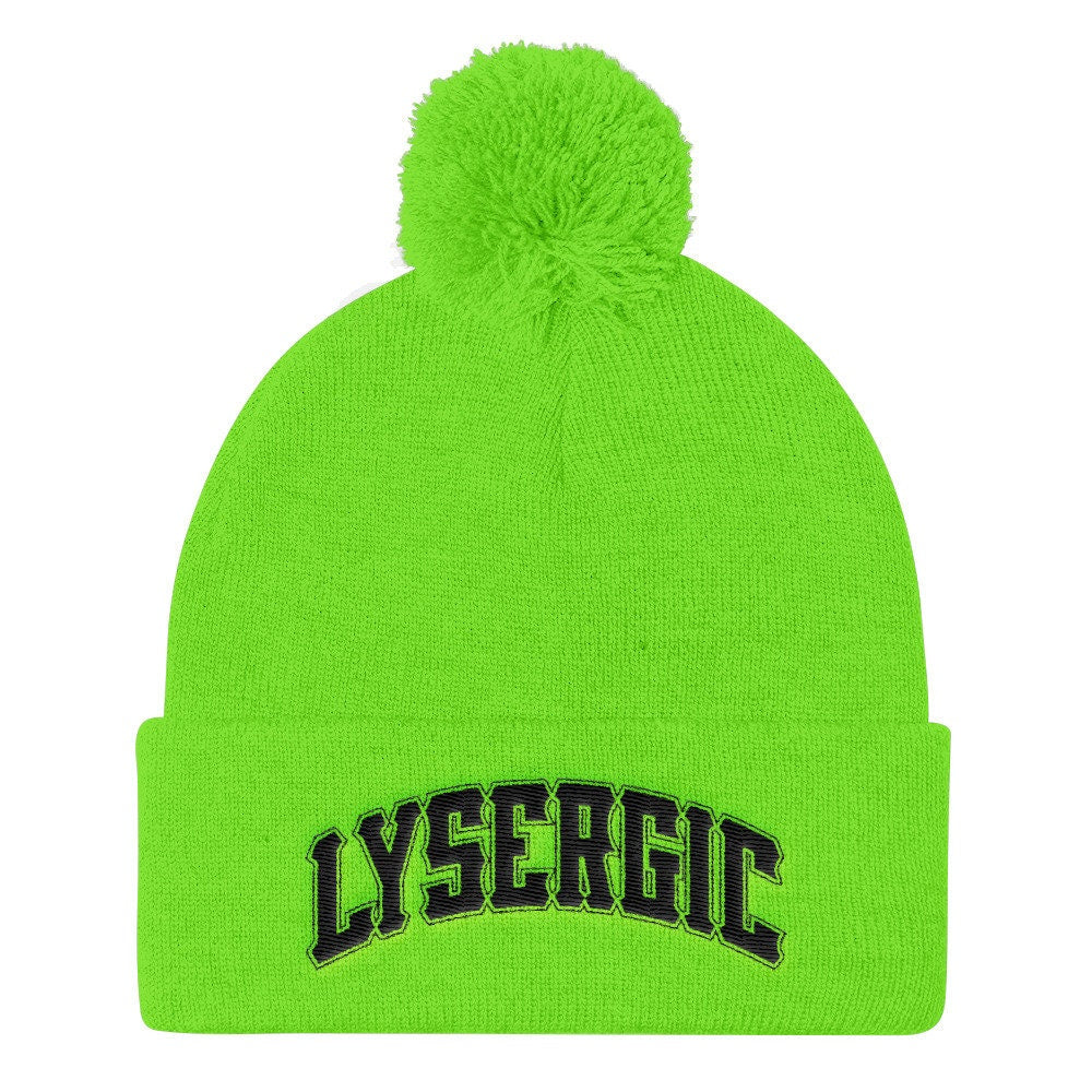 LYSERGIC Beanie: 100% Acrylic Pom-Pom Cap